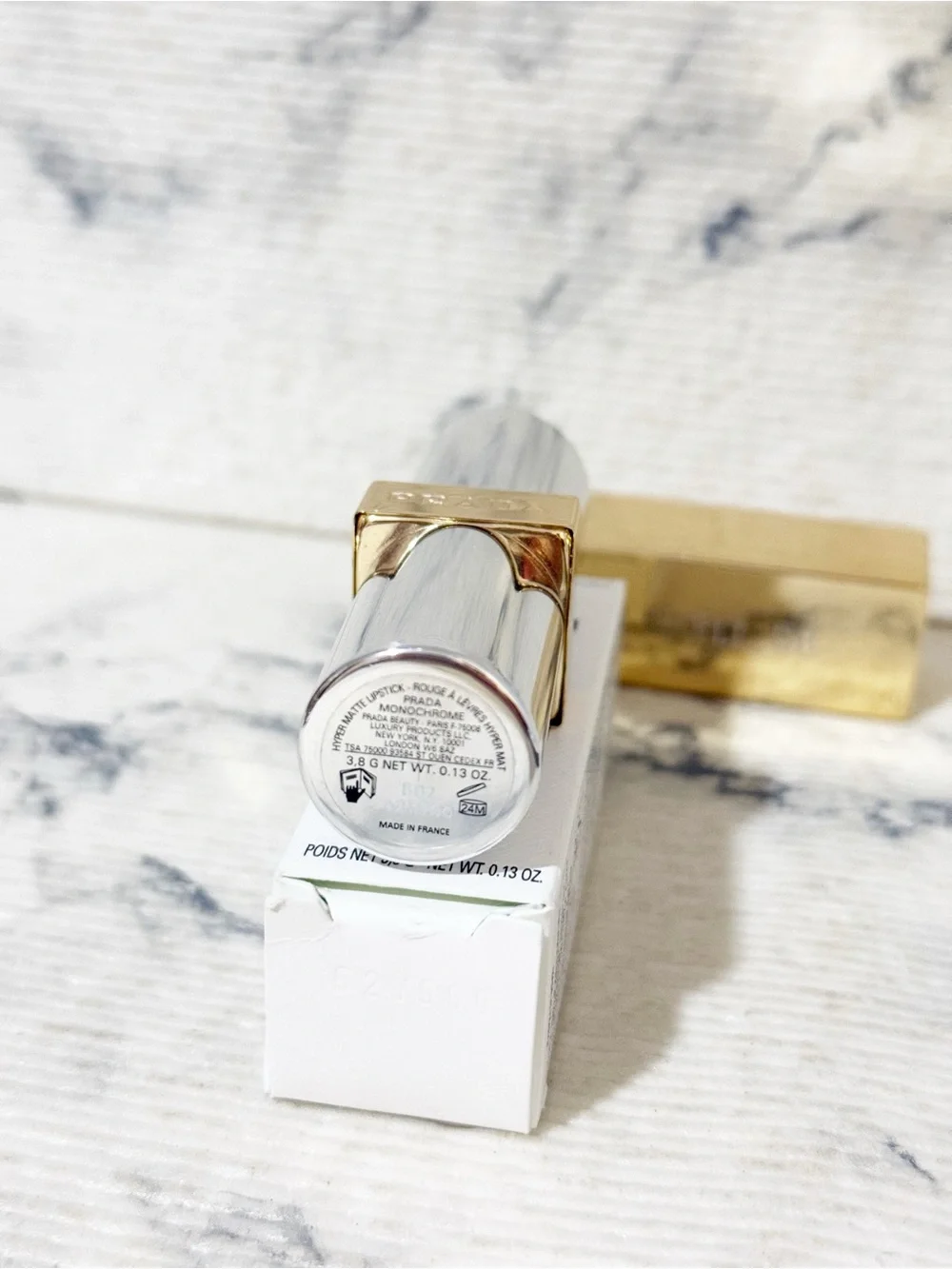 Prada Monochrome Hyper Matte Lipstick  Color B02 Quartz Pink Nude